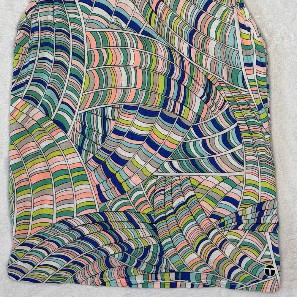 Trina Turk Recreation Yoga Top Draped Back Abstract Pink Blue Green Size Large** - Picture 7 of 16